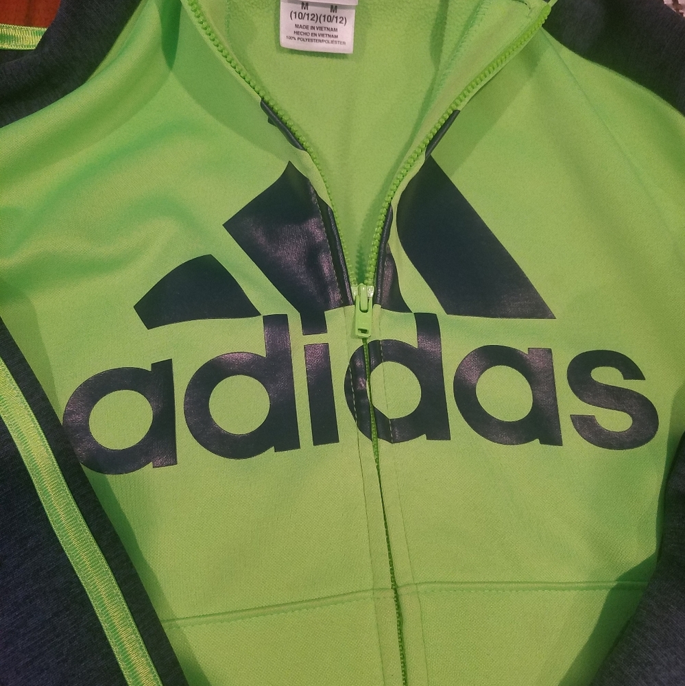 Boys Adidas Neon zip sweater
